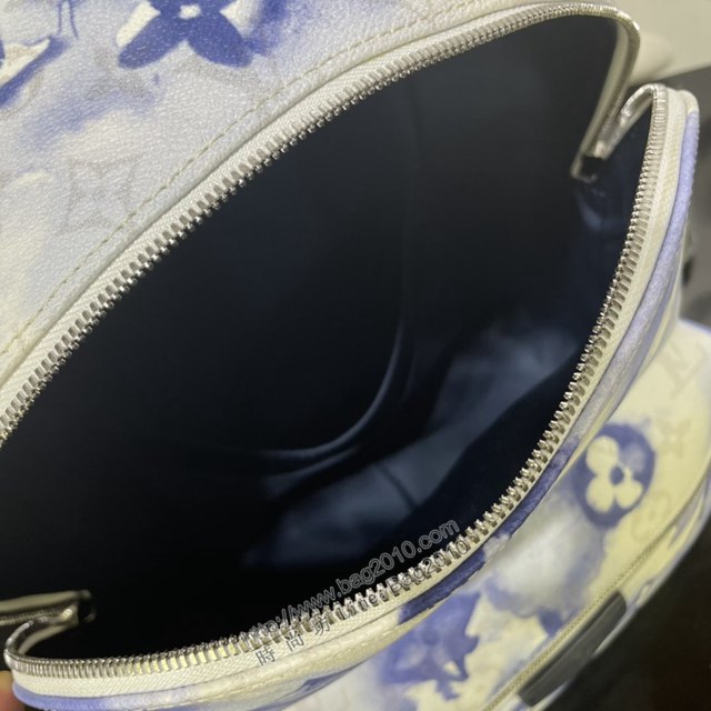 LV專櫃新款男包 路易威登Discovery雙肩包 M45760 夢幻水彩描繪Monogram花卉字母 LV男士後背包  ydh4230